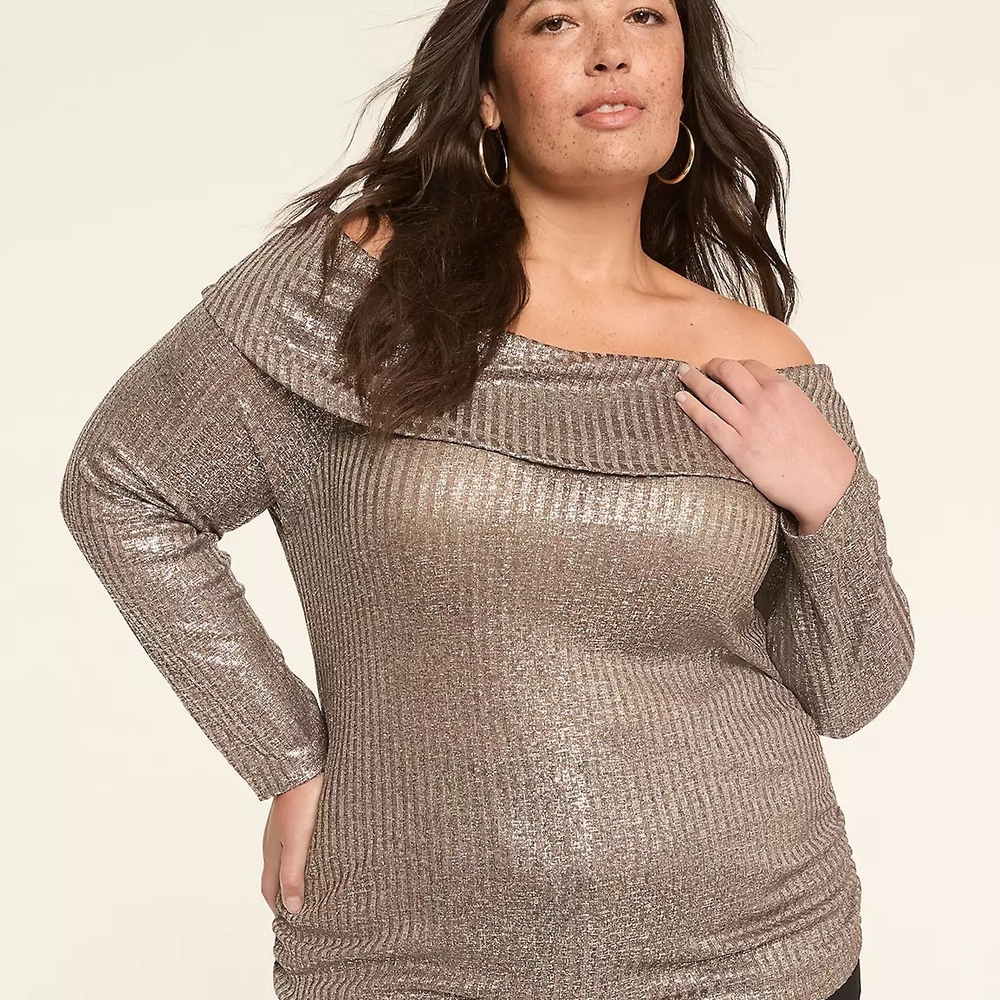 Lane Bryant Shimmering Off-Shoulder Sweater